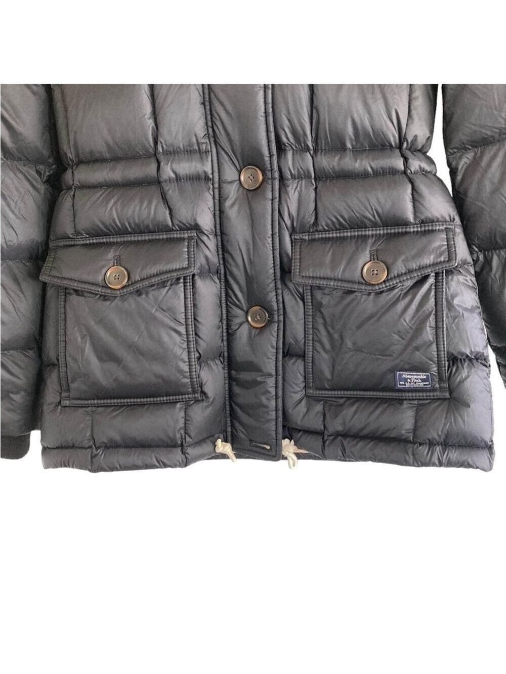 Abercrombie & Fitch Goose Down Sherpa Hoody Puffer Parka Coat Women’s Small - Picture 6 of 10